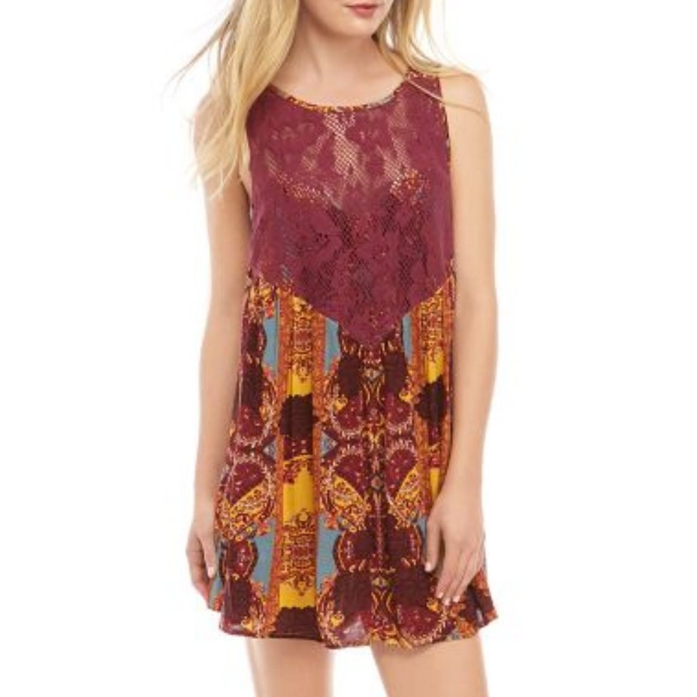 Free People Count Me In Trapeze Tunic Top Ochre XS